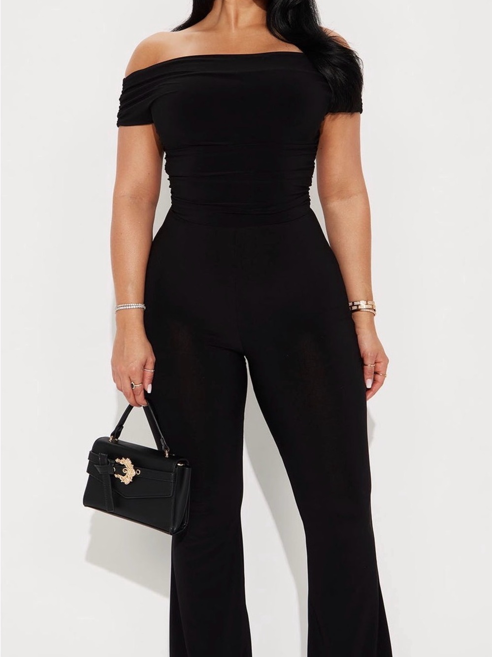 Off-Shoulder Black Jumpsuit Fashion Nova